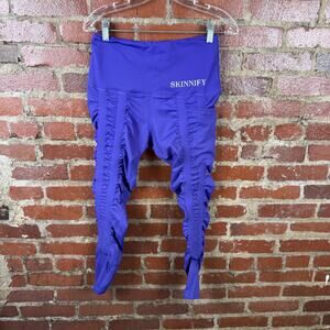 SKINNIFY Leggings Womens Medium Purple High Waist Compression Resistance Band